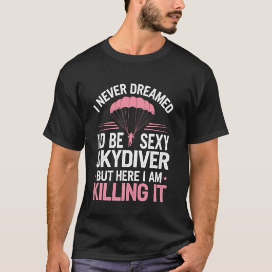 Lustiger Fallschirmspringer Rosa Fallschirm Fallsc T-Shirt (Vorderseite)