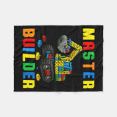 Lustiger Familien-Meister-Erbauer, der Bausteine u Fleecedecke (Vorderseite (Horizontal))