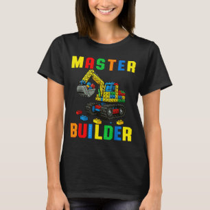 Lustiger Familien-Meister-Erbauer, der Bausteine u T-Shirt