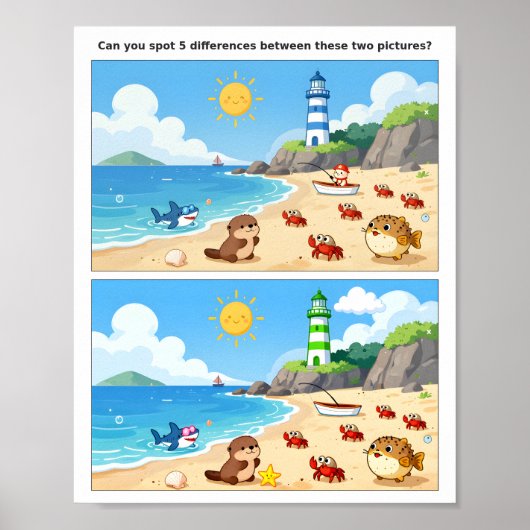 Lustiger Familien-Spot-the-Difference-Poster – Kin Poster (Vorne)
