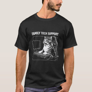 Lustiger Familien-Tech-Support-Katzen-Computer-Rep T-Shirt