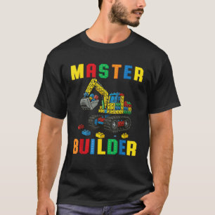 Lustiger Familienmeisterbauer, der Bausteine und B T-Shirt