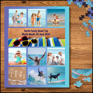 Lustiger Familienstrandurlaub-Fotopuzzle Puzzle