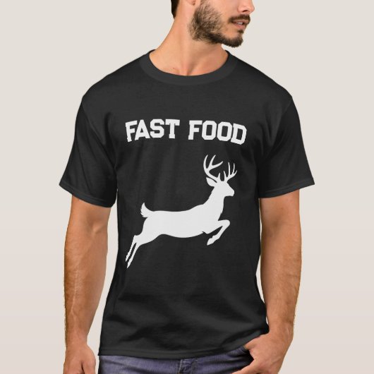 Lustiger Fast Food Springender Hirsch Jagd T-Shirt (Vorderseite)