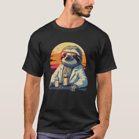 Lustiger Fauler Faultier Apotheker T-Shirt (Vorderseite)