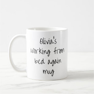 Lustiger fauler Stubenhocker Arbeit Zuhause Person Kaffeetasse