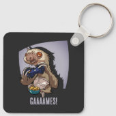 Lustiger Faultier-Computerspieler Gaaaames! Videos Schlüsselanhänger (Rückseite)