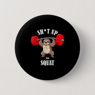 Lustiger Faultier-Fitness-Kniebeugen-Workout-Gewic Button