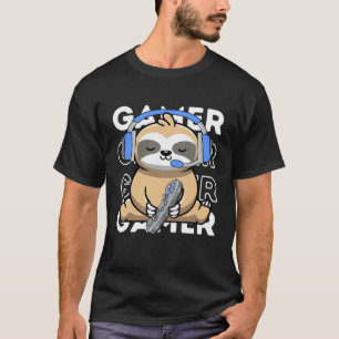 Lustiger Faultier-Gamer Süßes Faultier spielt Vide T-Shirt