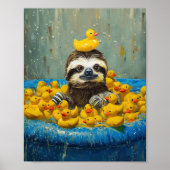 Lustiger Faultier Gummiente Pool Poster (Vorne)