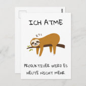Lustiger Faultier Spruch Geschenk Postkarte (Vorne/Hinten)
