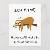 Lustiger Faultier Spruch Geschenk Postkarte (Vorderseite)