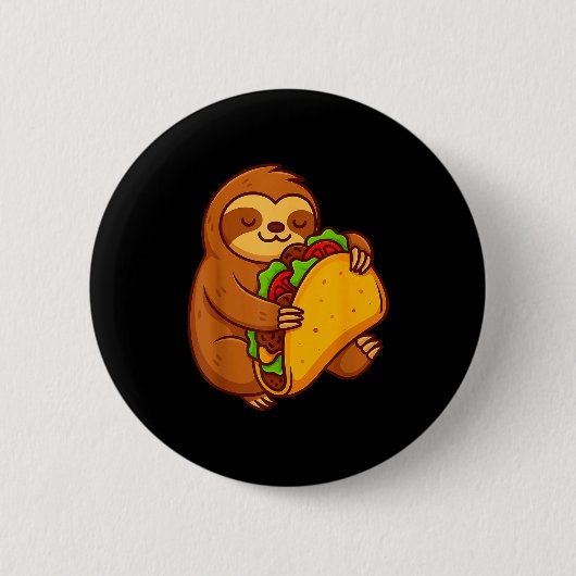 Lustiger Faultier umarmt Taco Mexikanischer Essen Button (Vorderseite)