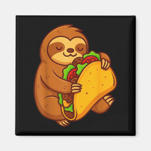 Lustiger Faultier umarmt Taco Mexikanischer Essen Magnet