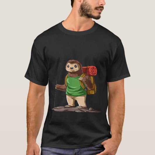 Lustiger Faultier-Wanderer Wandern und Camping T-Shirt (Vorderseite)