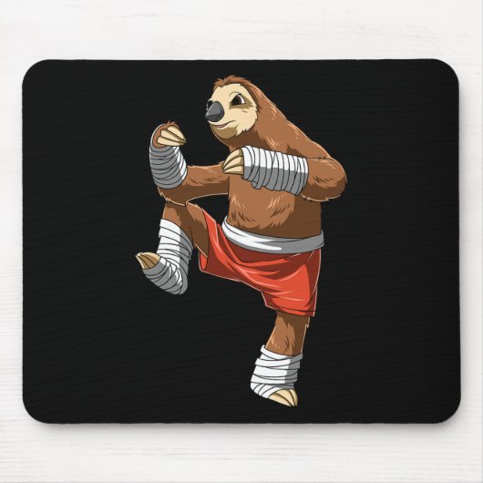 Lustiger Faultierkämpfer - Muay Thai Kickbox Gesch Mousepad (Vorne)