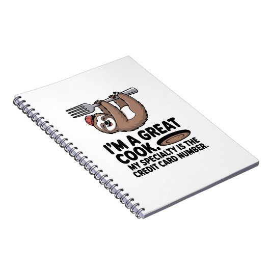 Lustiger Faultierkoch, der an einer Gabel hängt Notizblock (Rechte Seite)