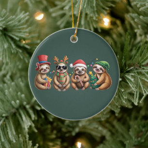 Lustiger Faultierliebhaber Weihnachtslichter Frohe Keramik Ornament