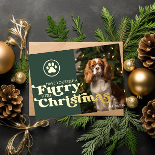 Lustiger Felliger Weihnachten Hund Haustier Modern Folien Feiertagskarte