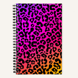 Lustiger, fetter 90er-Flashback-Regenbogen-Leopard Notizblock