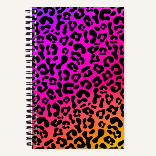 Lustiger, fetter 90er-Flashback-Regenbogen-Leopard Notizblock (Vorderseite)