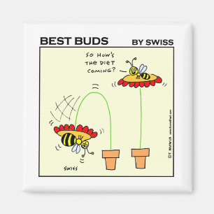 Lustiger fetter Hummel-Cartoon-nährender Spaß Magnet