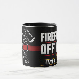 Lustiger Feuerwehrmann-Kaffeebecher außerhalb des Tasse