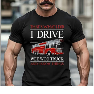 Lustiger Feuerwehrmann Wee Woo LKW-Fahrer T-Shirt