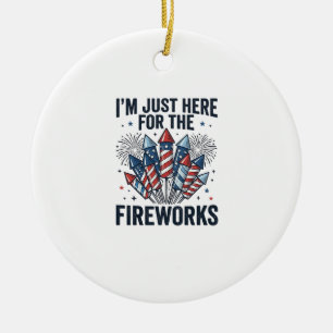 Lustiger Feuerwerksliebhaber Vintage Patriotisches Keramik Ornament