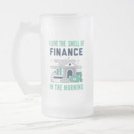 Lustiger Finance-Becher Geschäft Büro Kollege Blau Mattglas Bierglas