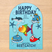 Lustiger Fisch Geburtstag Acryleinladungen (Vorderseite)