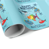 Lustiger Fisch Geburtstag Geschenkpapier (Rolleneckpunkt)