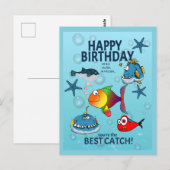 Lustiger Fisch Geburtstag Postkarte (Vorne/Hinten)