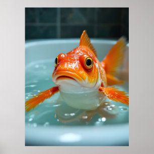 Lustiger Fisch im Bad Poster