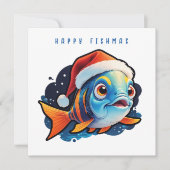 Lustiger Fisch im Cartoon. Feiertagskarte (Vorderseite)