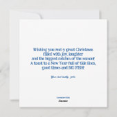 Lustiger Fisch im Cartoon. Feiertagskarte (Rückseite)