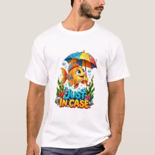 Lustiger Fisch mit Regenschirm T-Shirt