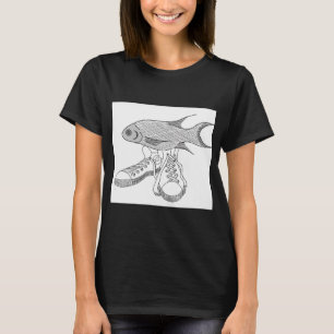 Lustiger Fisch mit Schuhen T-Shirt