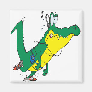 Lustiger Fitness-Alligator Cartoon-Alligator Magnet