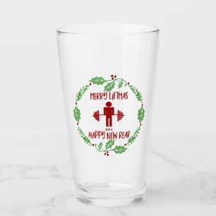 Lustiger Fitness Fitmas Weihnachtstrainer-Feiertag Glas