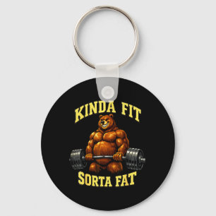 Lustiger Fitnessstudio-Bär_ Einigermaßen Fit Ein b Schlüsselanhänger