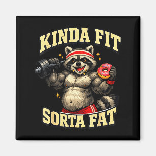 Lustiger Fitnessstudio-Waschbär_ irgendwie fit zie Magnet