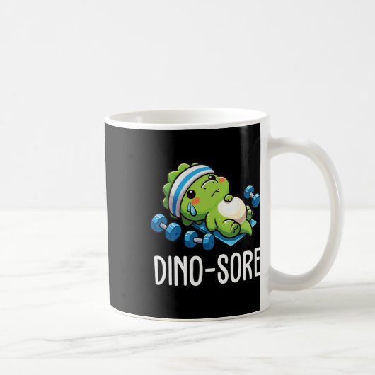 Lustiger Fitnessstudio-Workout-Dinosaurier-Gewicht Kaffeetasse (Rechts)