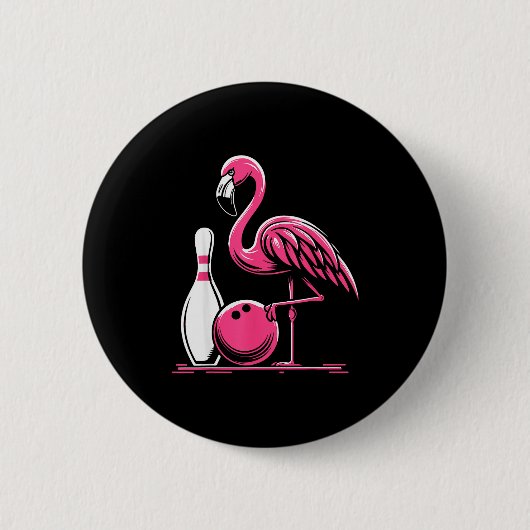 Lustiger Flamingo Bowling N Bowl Bowler Button (Vorderseite)