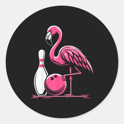 Lustiger Flamingo Bowling N Bowl Bowler Runder Aufkleber (Vorderseite)