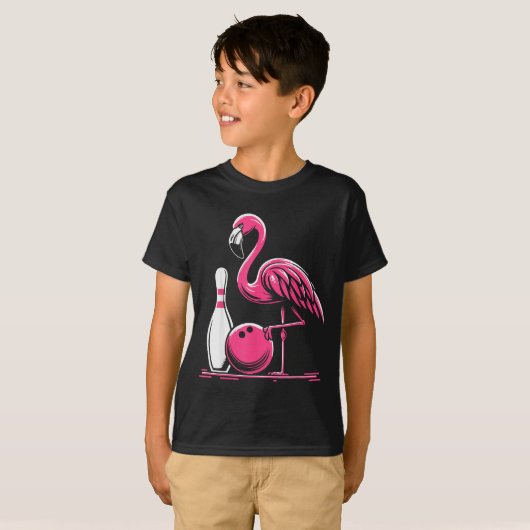 Lustiger Flamingo Bowling N Bowl Bowler  T-Shirt (Vorne ganz)