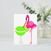 Lustiger Flamingo, der eine Margarita trinkt Postkarte (Stehend Vorderseite)