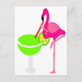 Lustiger Flamingo, der eine Margarita trinkt Postkarte (Vorderseite)