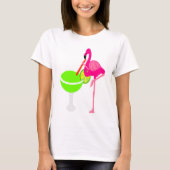 Lustiger Flamingo, der eine Margarita trinkt T-Shirt (Vorderseite)