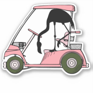 Lustiger Flamingo Golfwagen und Caddy Aufkleber